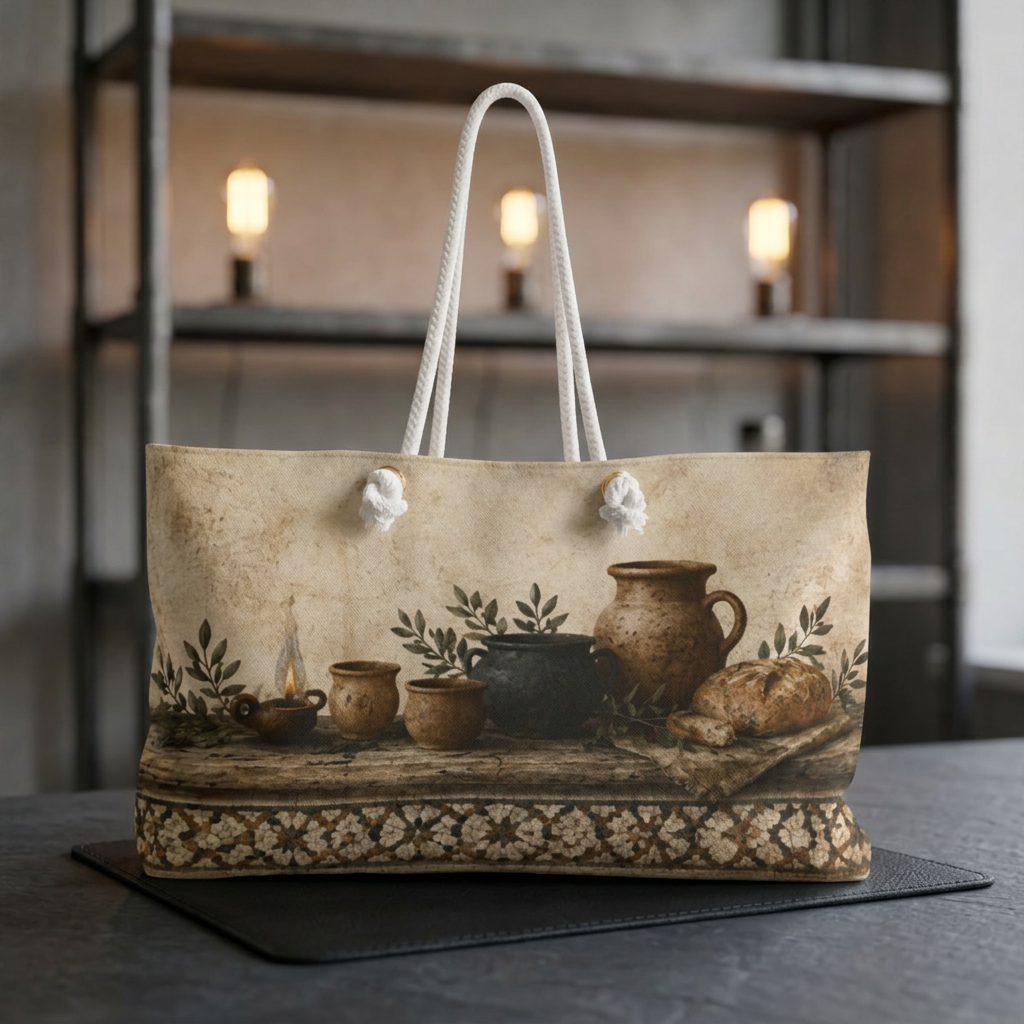 Pottery Lover Travel Bag | Rustic Mosaic Overnight Tote