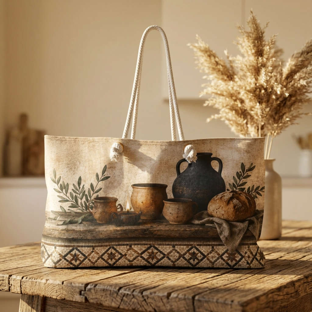 Pottery Lover Travel Bag | Geometric Mosaic Overnight Tote