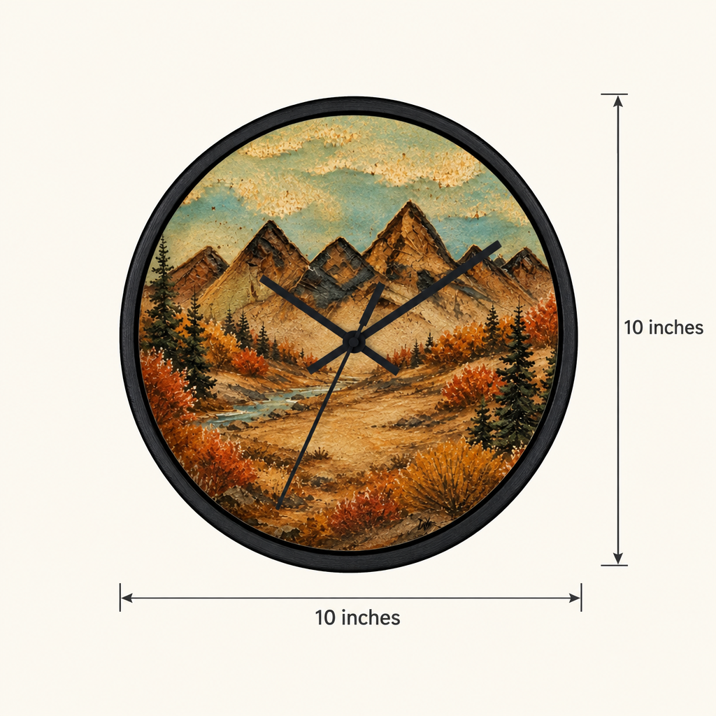 Mountain River Wall Clock, 10" | Rustic Cabin Decor