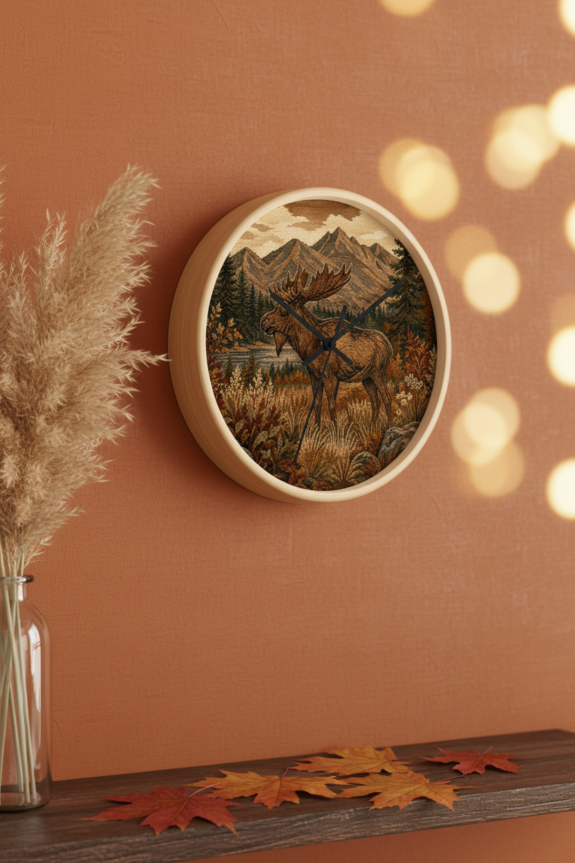 Moose Mountain Wall Clock, 10" | Rustic Cabin Decor