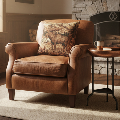 Moose Woven Throw Pillow | Autumn Cabin Lodge Decor