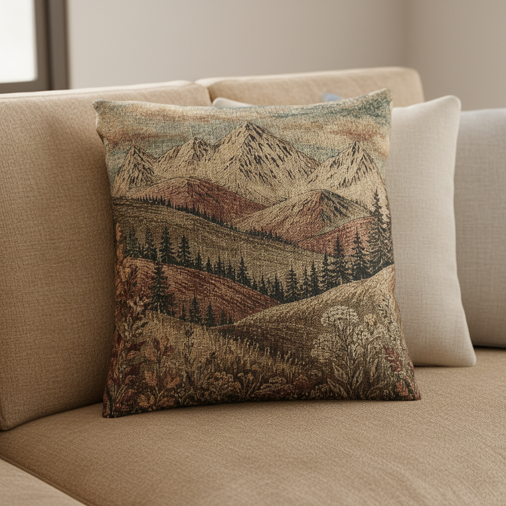 Mountain Wildflower Woven Pillow | Rustic Cabin Decor