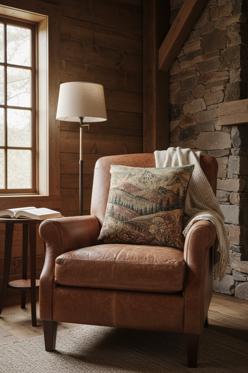 Mountain Wildflower Woven Pillow | Rustic Cabin Decor