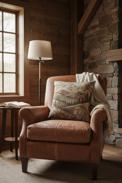 Mountain Wildflower Woven Pillow | Rustic Cabin Decor