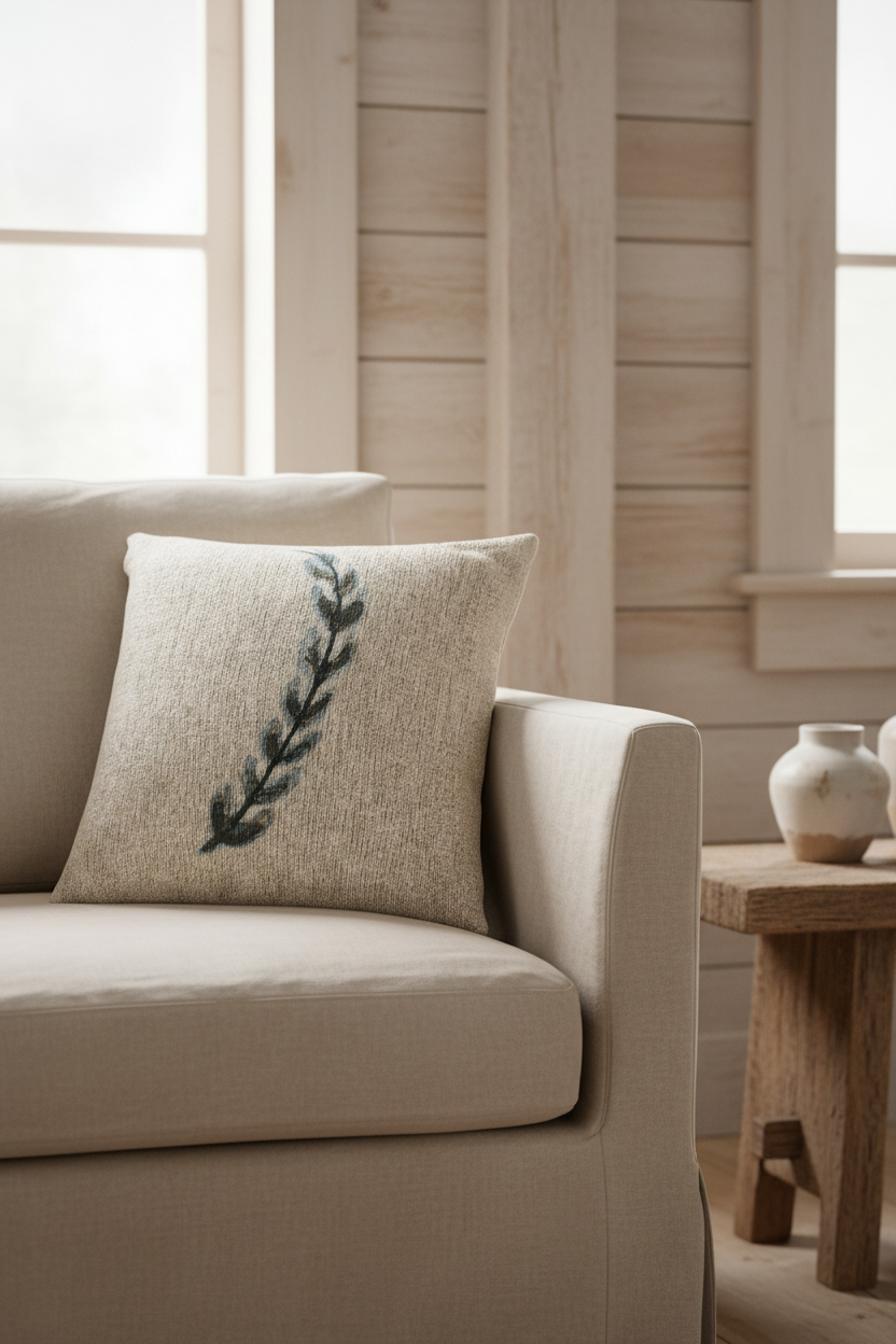 Fern Woven Throw Pillow | Botanical Cottage Decor