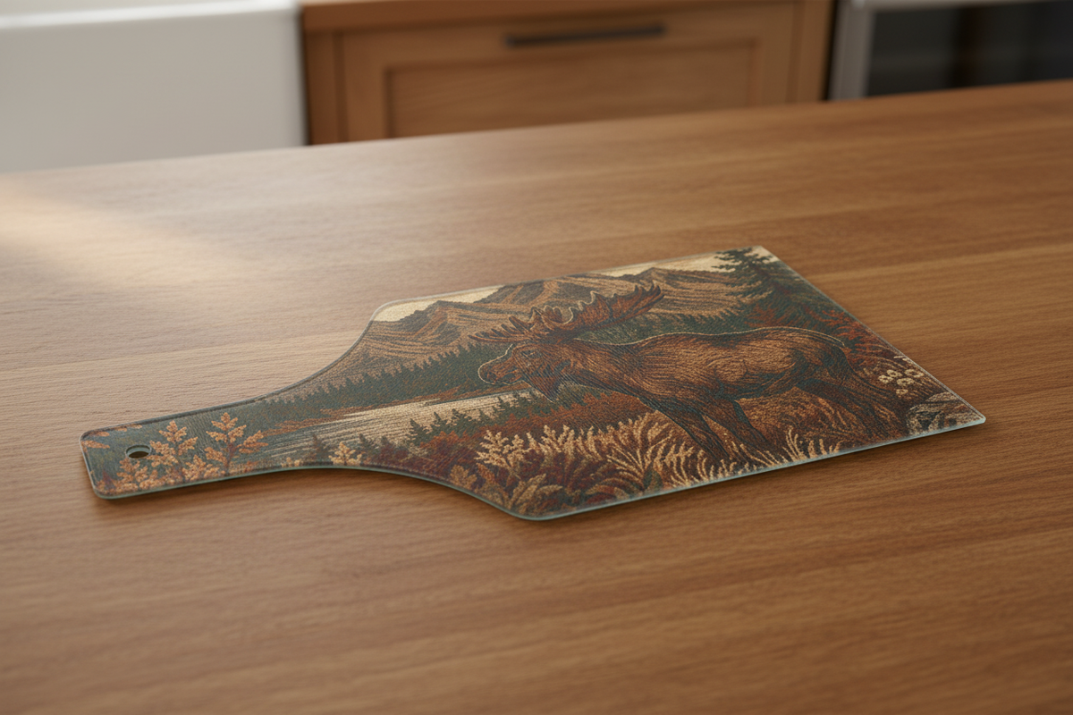 Moose Glass Cutting Board | Rustic Lodge Kitchen Decor