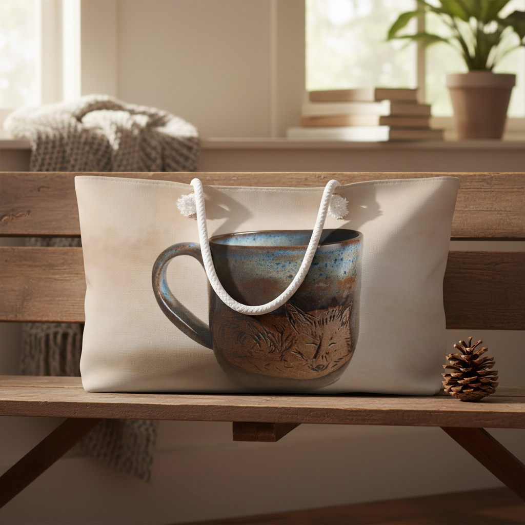 Pottery Lover Travel Bag | Blue Fox Ceramic Overnight Tote