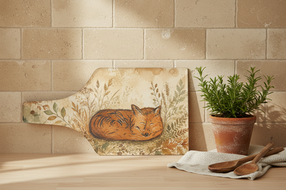 Sleeping Fox Glass Cutting Board | Woodland Kitchen Decor