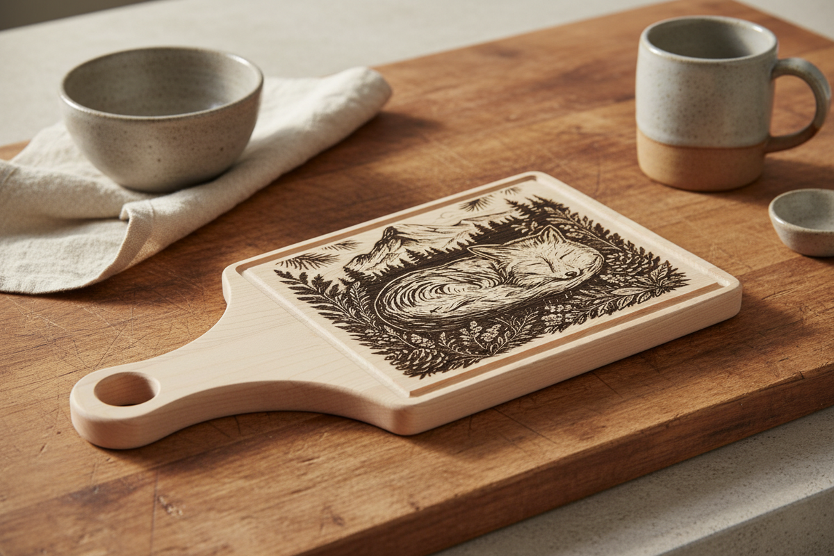 Sleeping Fox Wood Serving Board | Rustic Mountain Kitchen Decor