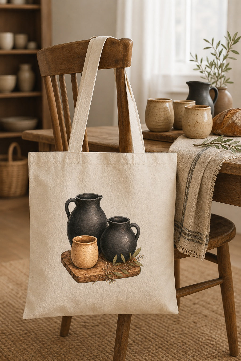 Biblical Pottery Tote Bag | Matte Black Vessel Christian Gift