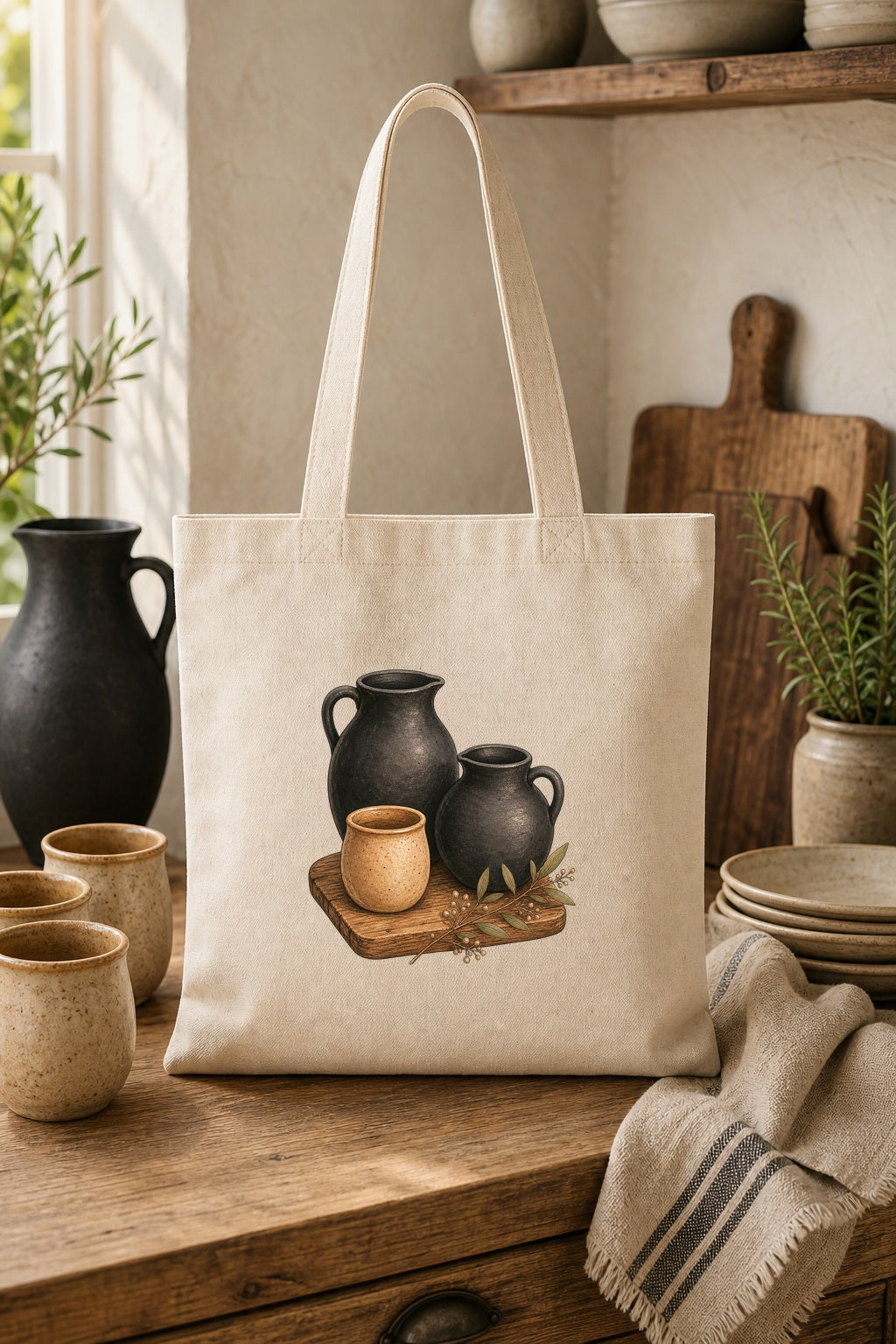 Biblical Pottery Tote Bag | Matte Black Vessel Christian Gift