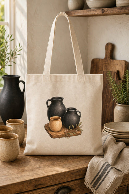 Biblical Pottery Tote Bag | Matte Black Vessel Christian Gift