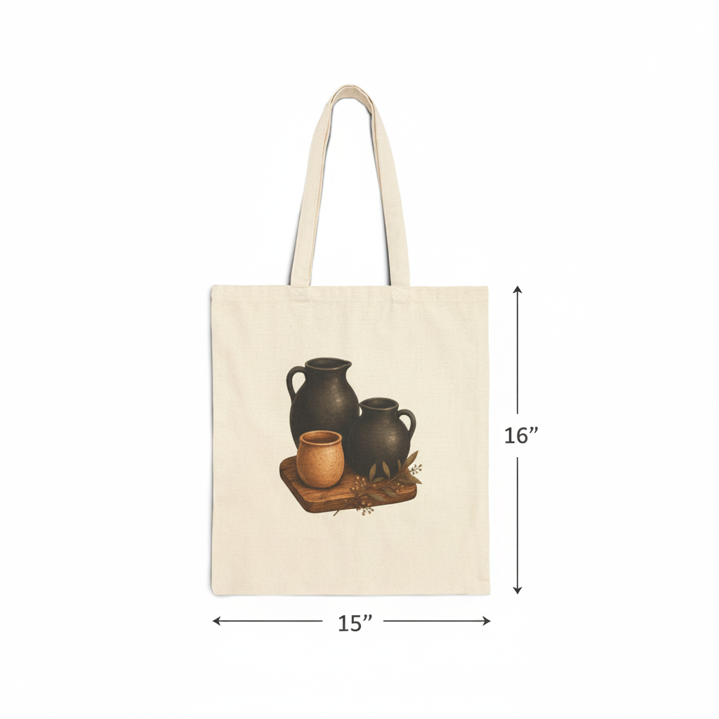 Biblical Pottery Tote Bag | Matte Black Vessel Christian Gift