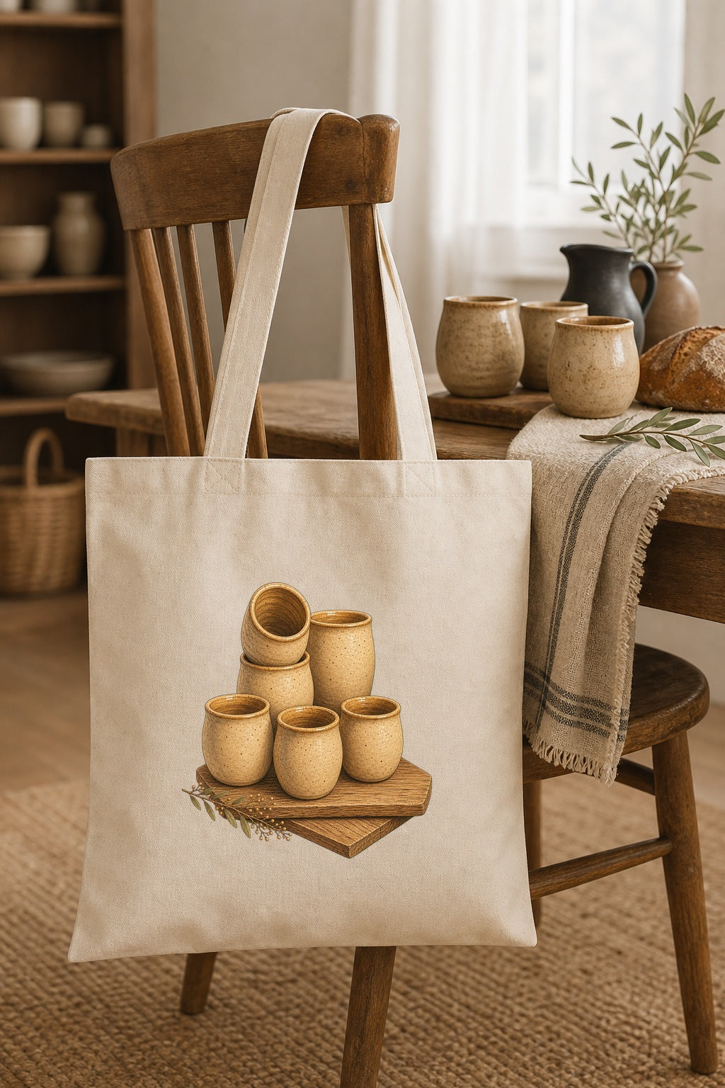 Pottery Lover Tote Bag | Natural Ceramic Tumbler Gift