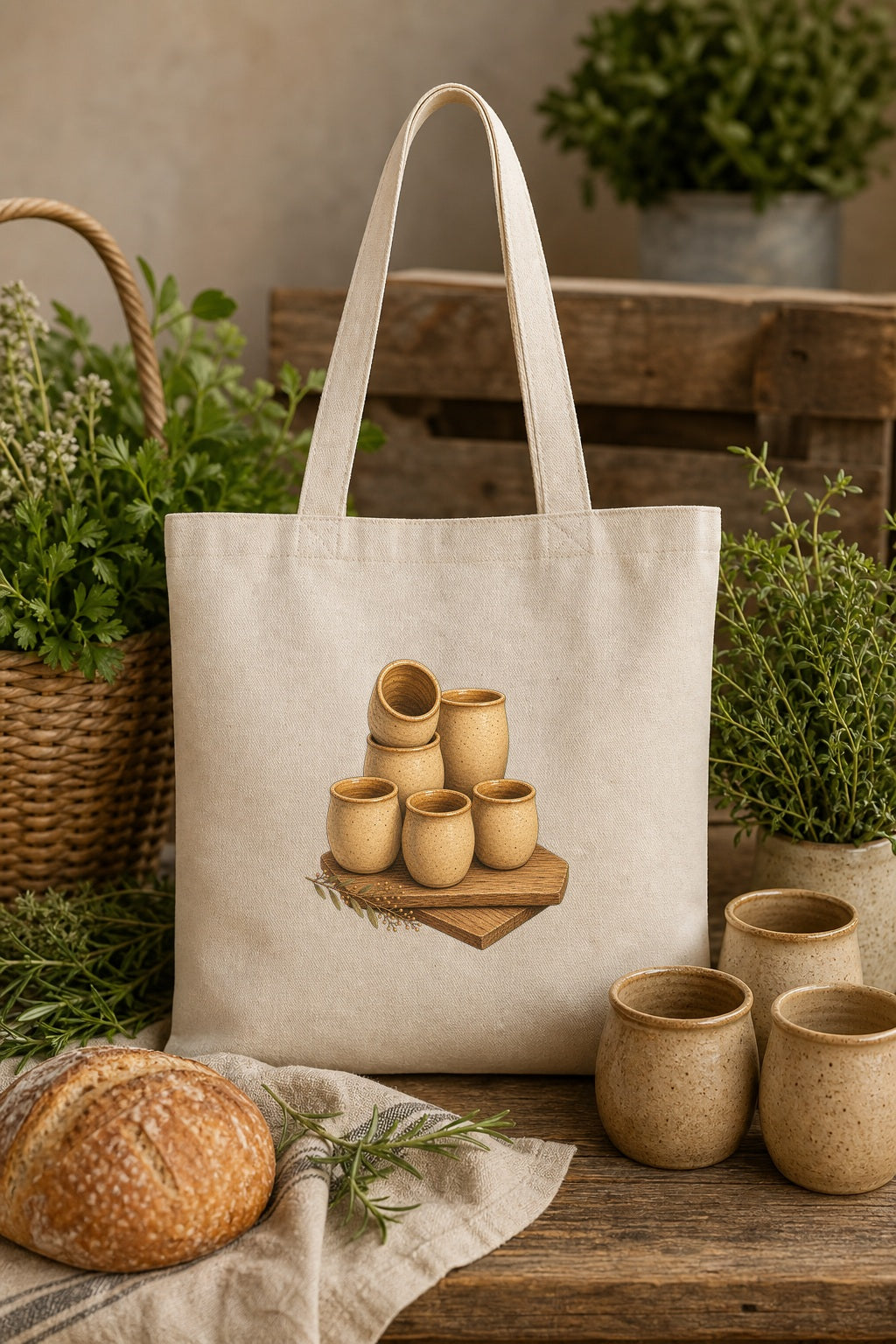 Pottery Lover Tote Bag | Natural Ceramic Tumbler Gift