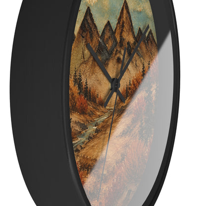 Mountain River Wall Clock, 10" | Rustic Cabin Decor