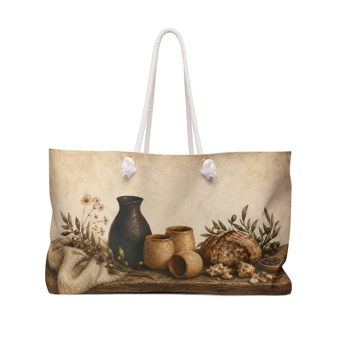 Biblical Pottery Travel Bag | Rustic Bread Table Overnight Tote