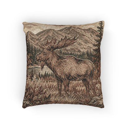 Moose Woven Throw Pillow | Alpine Cabin Lodge Decor