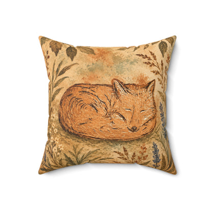 Sleeping Fox Throw Pillow | Botanical Woodland Decor