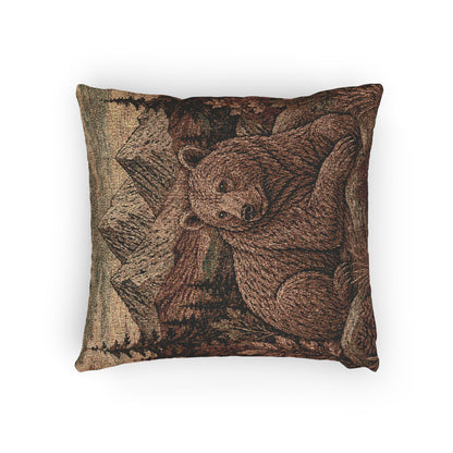 Bear Woven Throw Pillow | Rustic Woodland Cabin Decor