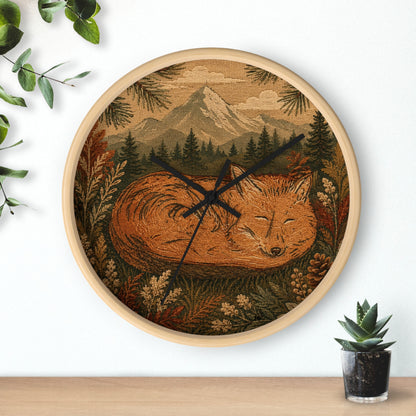 Sleeping Fox Wall Clock, 10" | Woodland Nursery Decor