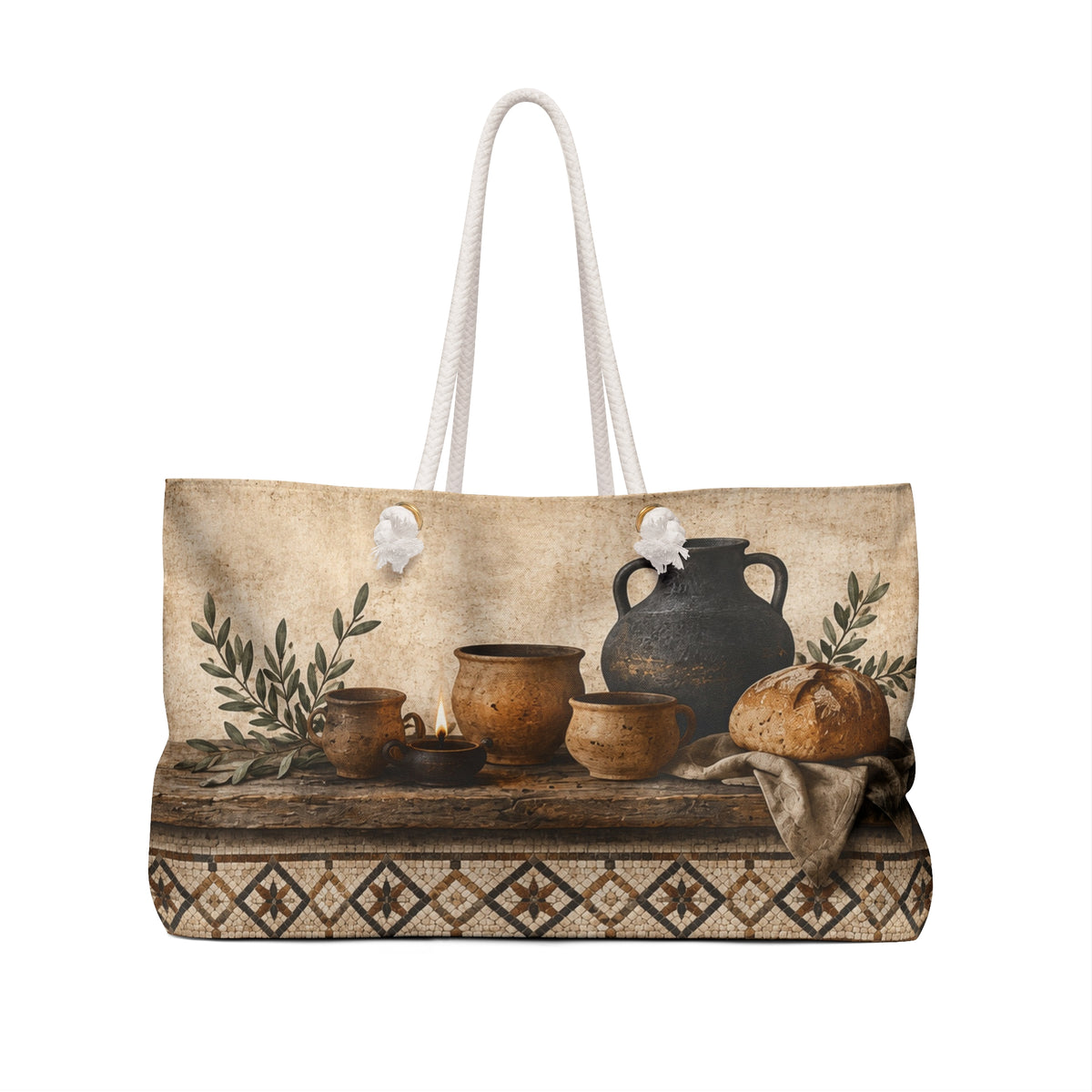 Pottery Lover Travel Bag | Geometric Mosaic Overnight Tote