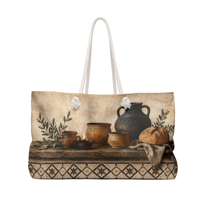 Pottery Lover Travel Bag | Geometric Mosaic Overnight Tote