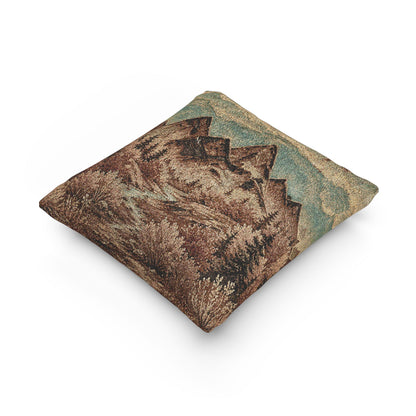 Mountain River Woven Throw Pillow | Rustic Cabin Decor
