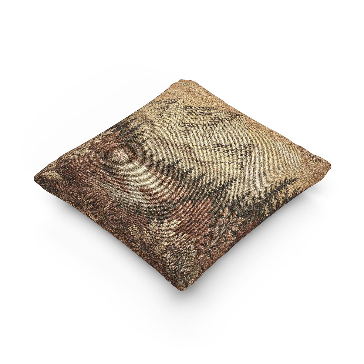Mountain Lake Woven Throw Pillow | Rustic Cabin Decor