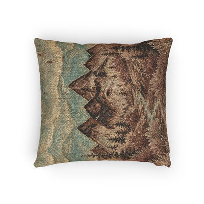 Mountain River Woven Throw Pillow | Rustic Cabin Decor