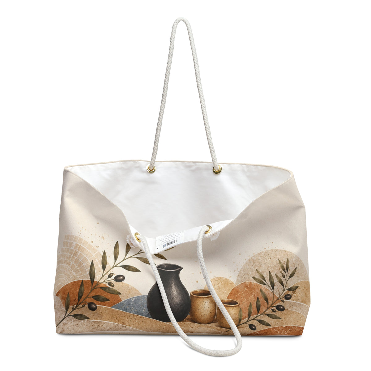Modern Pottery Travel Bag | Mediterranean Mosaic Overnight Tote