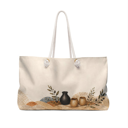 Modern Pottery Travel Bag | Mediterranean Mosaic Overnight Tote