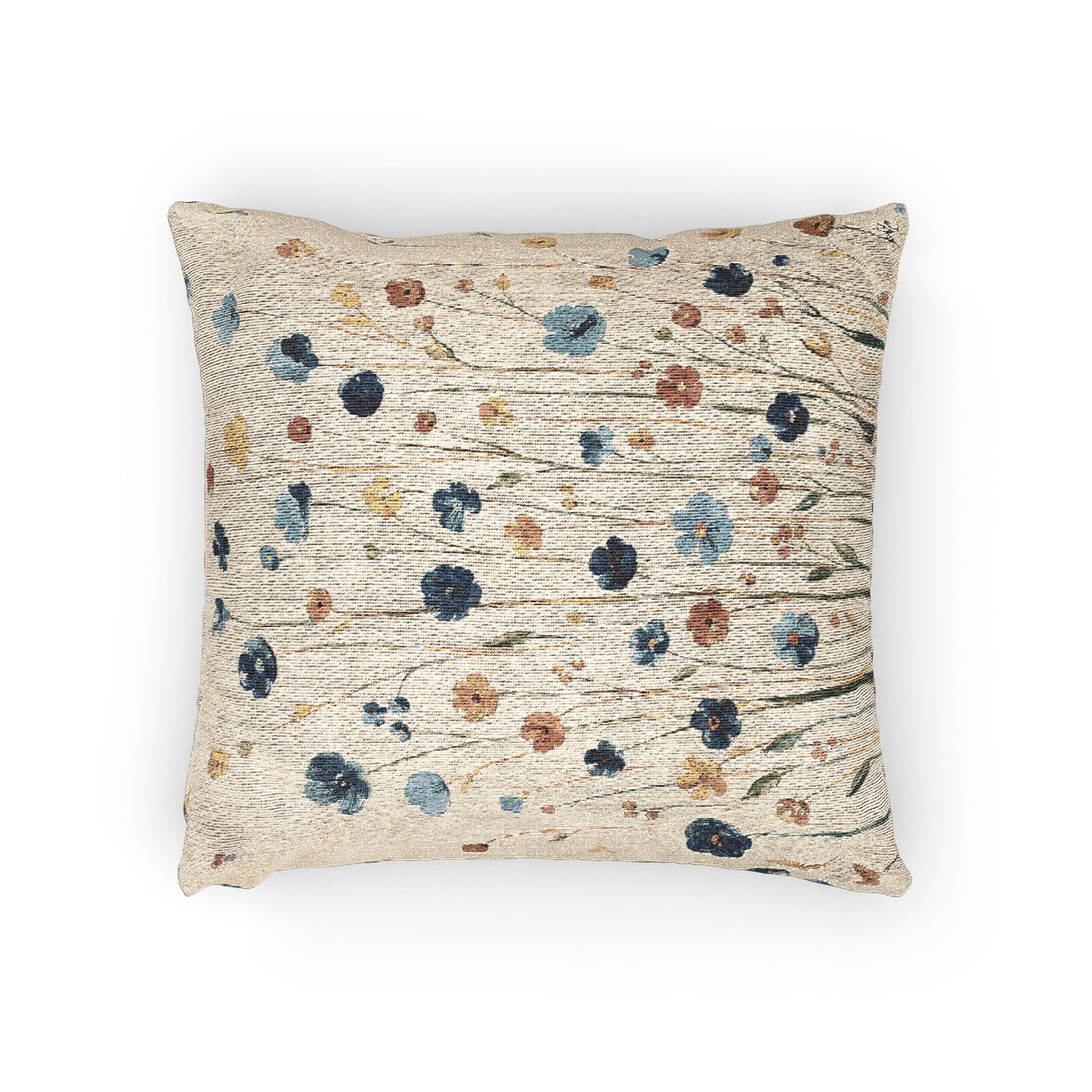 Wildflower Woven Throw Pillow | Blue and Orange Cottage Decor