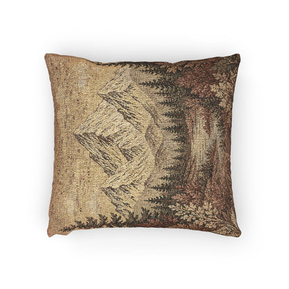 Mountain Lake Woven Throw Pillow | Rustic Cabin Decor