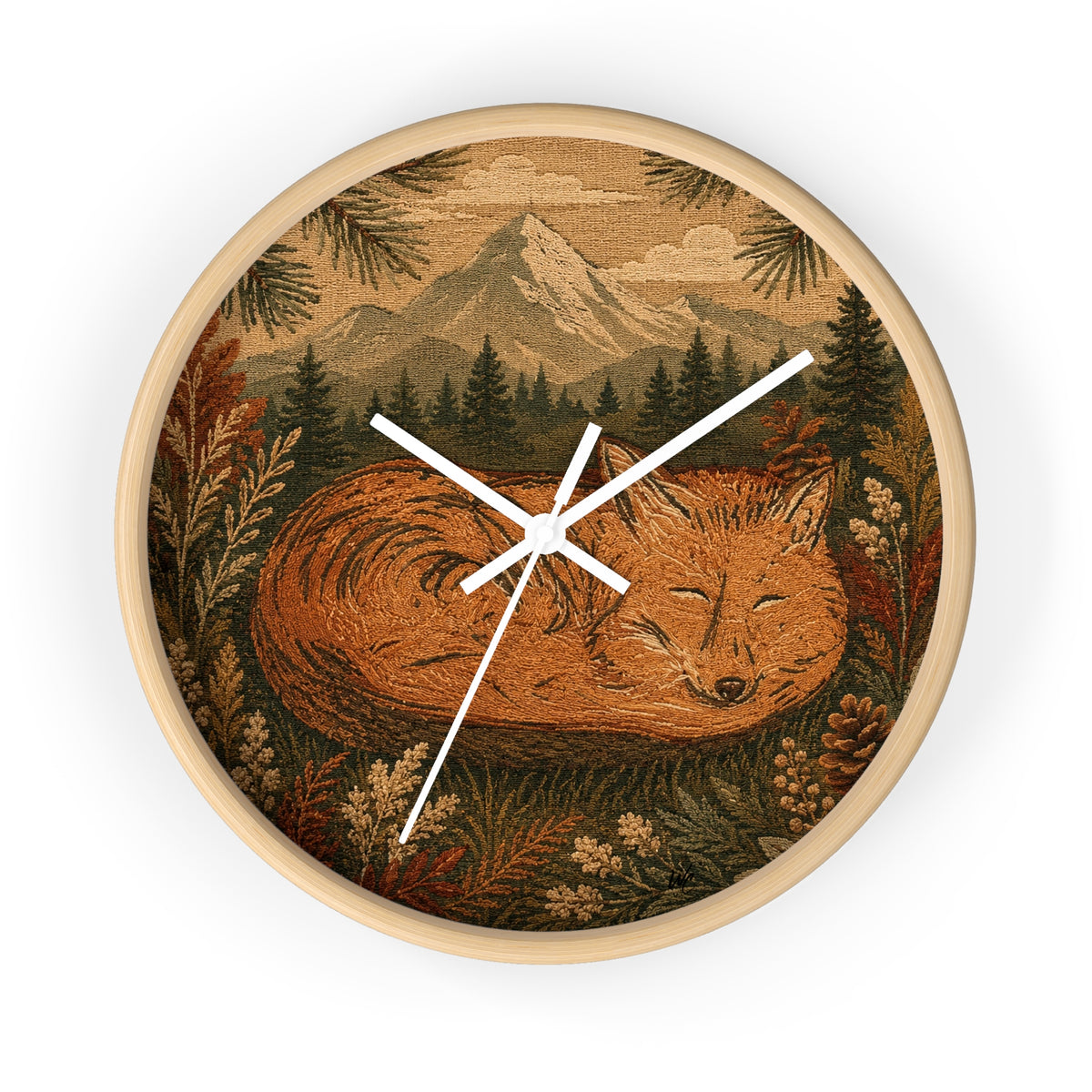 Sleeping Fox Wall Clock, 10" | Woodland Nursery Decor