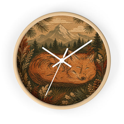 Sleeping Fox Wall Clock, 10" | Woodland Nursery Decor