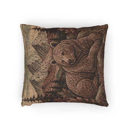 Bear Woven Throw Pillow | Rustic Woodland Cabin Decor