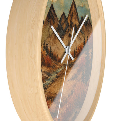 Mountain River Wall Clock, 10" | Rustic Cabin Decor