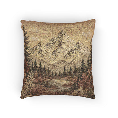 Mountain Lake Woven Throw Pillow | Rustic Cabin Decor