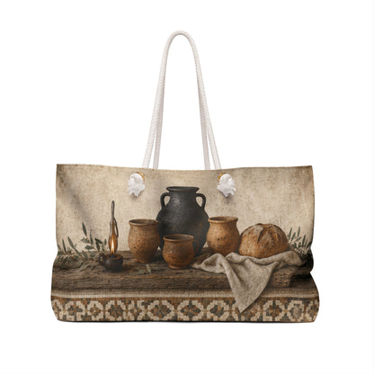 Biblical Pottery Travel Bag | Ancient Mosaic Overnight Tote
