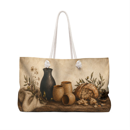 Biblical Pottery Travel Bag | Rustic Bread Table Overnight Tote