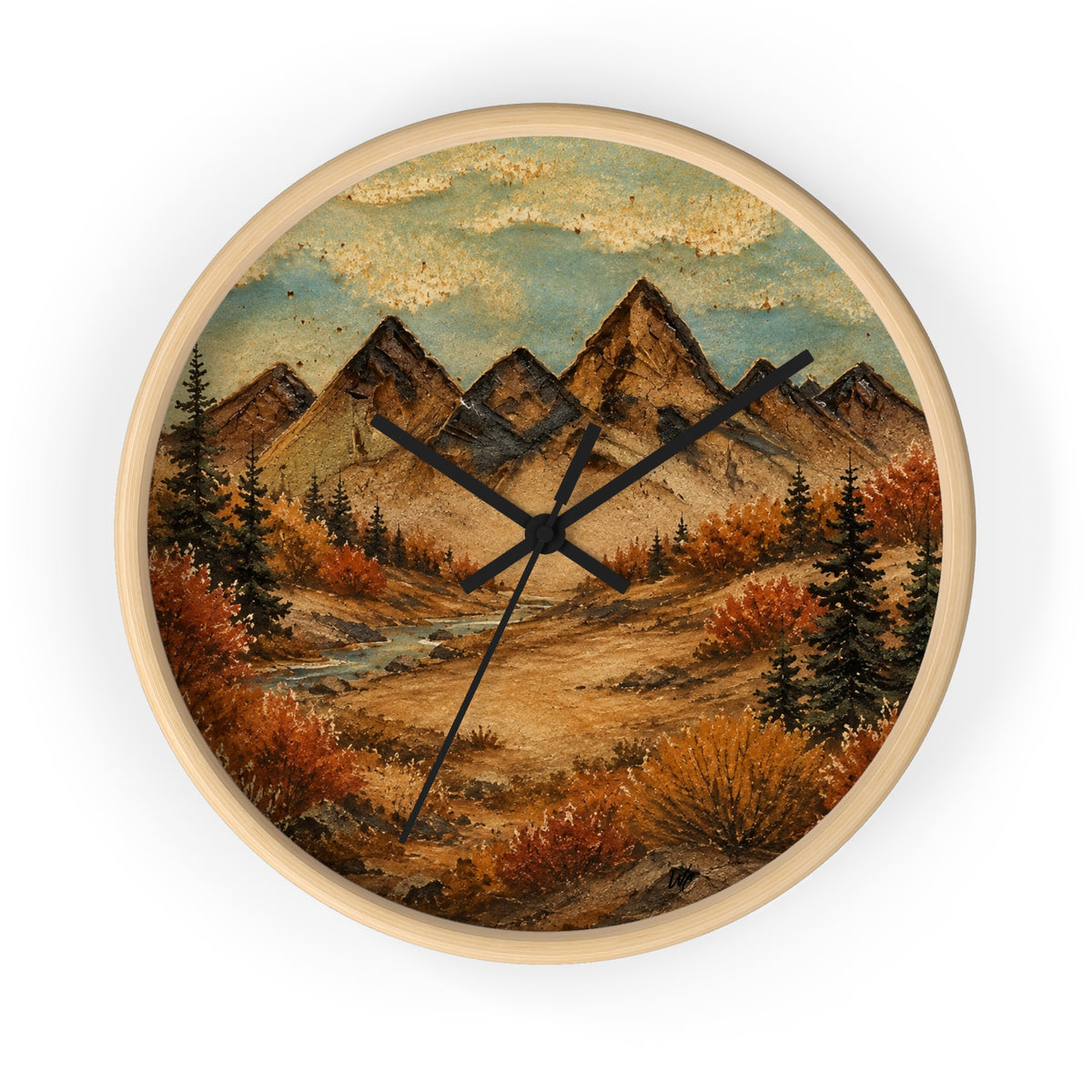 Mountain River Wall Clock, 10" | Rustic Cabin Decor