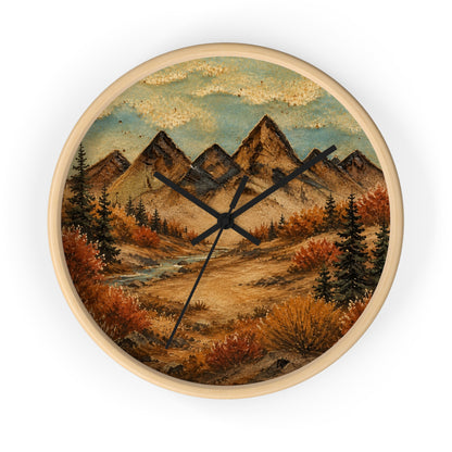 Mountain River Wall Clock, 10" | Rustic Cabin Decor