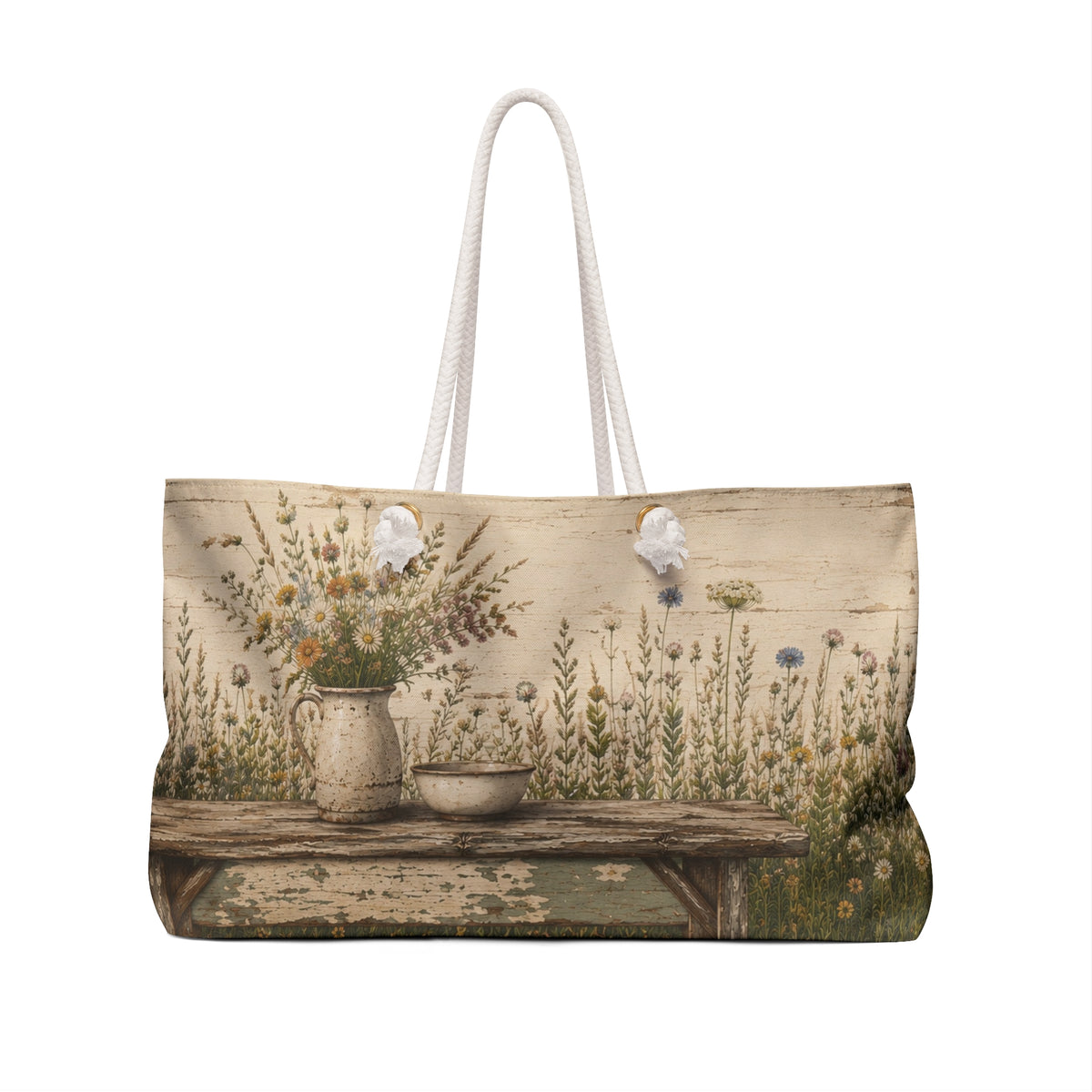 Wildflower Pottery Travel Bag | Cottage Garden Overnight Tote