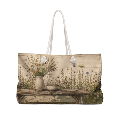 Wildflower Pottery Travel Bag | Cottage Garden Overnight Tote