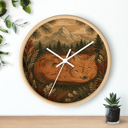 Sleeping Fox Wall Clock, 10" | Woodland Nursery Decor