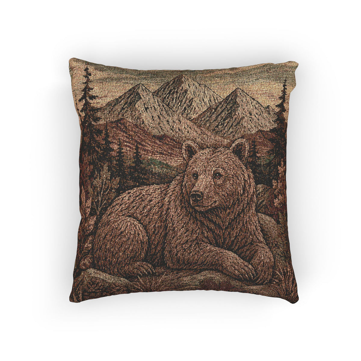 Bear Woven Throw Pillow | Rustic Woodland Cabin Decor