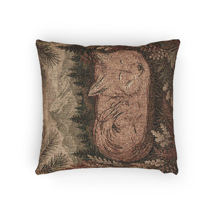 Sleeping Fox Woven Throw Pillow | Rustic Mountain Decor