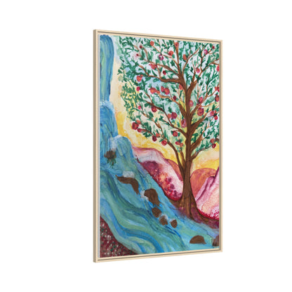 Framed Canvas Tree of Life River Landscape Wall Art – Colorful Nature Decor | NOT Ai