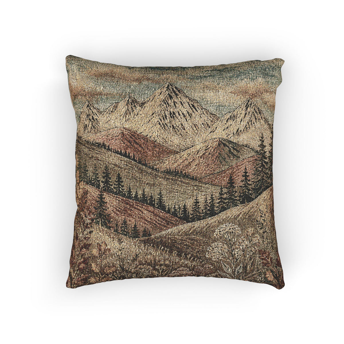 Mountain Wildflower Woven Pillow | Rustic Cabin Decor